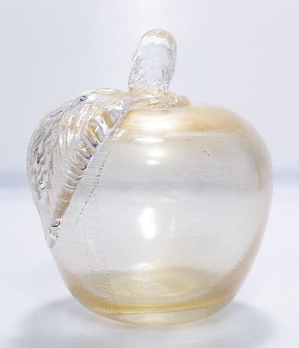 MURANO Italy Vintage Gold Flaked Apple Fruit Art Glass Paperweight - Thumbnail 5
