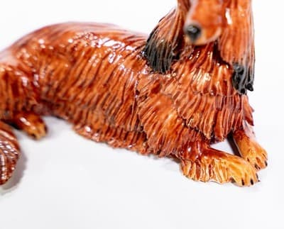 EVE PEARCE Handmade England Red Haired Dachshund Dog Porcelain Figurine OOAK - Thumbnail 4