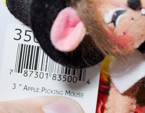 Vintage ANNALEE Mobilitee Apple Picking Mouse Holiday Seasonal Artisan Doll 3" - Thumbnail 8