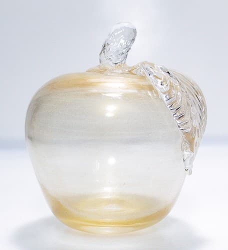 MURANO Italy Vintage Gold Flaked Apple Fruit Art Glass Paperweight - Thumbnail 3