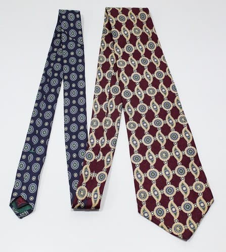 TOMMY HILFIGER Vintage Silk Red Medallion Pattern Mens Necktie - Thumbnail 4