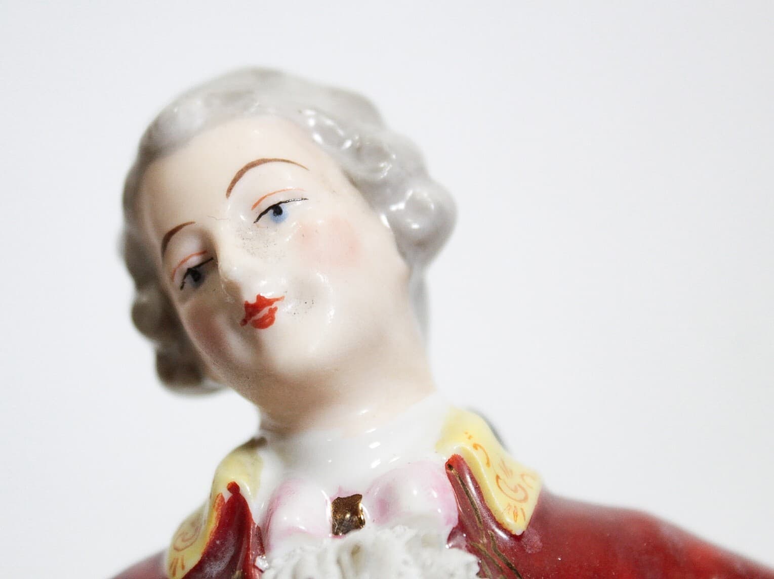 Antique Dresden Gemany Hand Painted Dancing Couple Lace Porcelain Figure - Thumbnail 5