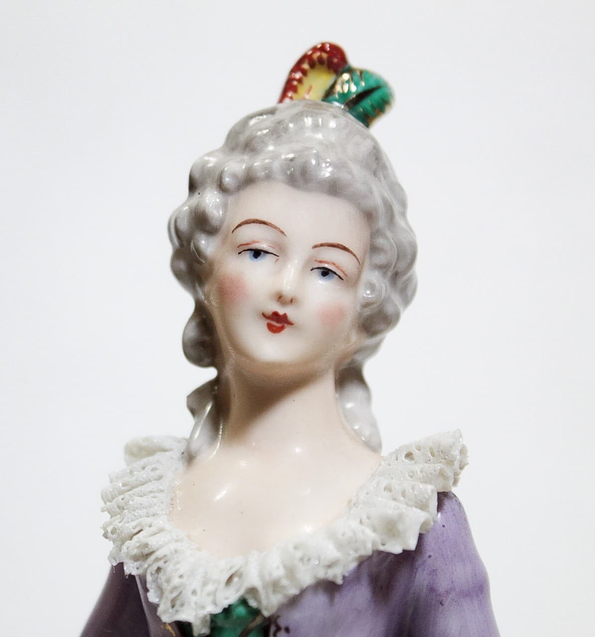 Antique Dresden Gemany Hand Painted Dancing Couple Lace Porcelain Figure - Thumbnail 4
