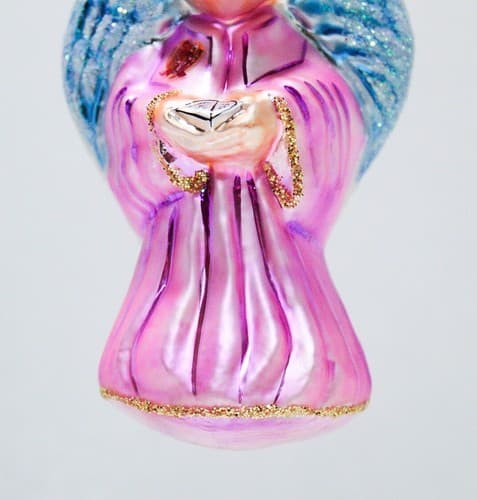 CHRISTOPHER RADKO 1995 "On Wings of Hope" Angel Blown Glass Christmas Ornament - Thumbnail 5