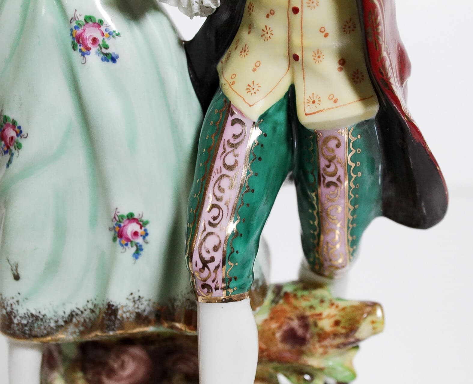 Antique Dresden Gemany Hand Painted Dancing Couple Lace Porcelain Figure - Thumbnail 7