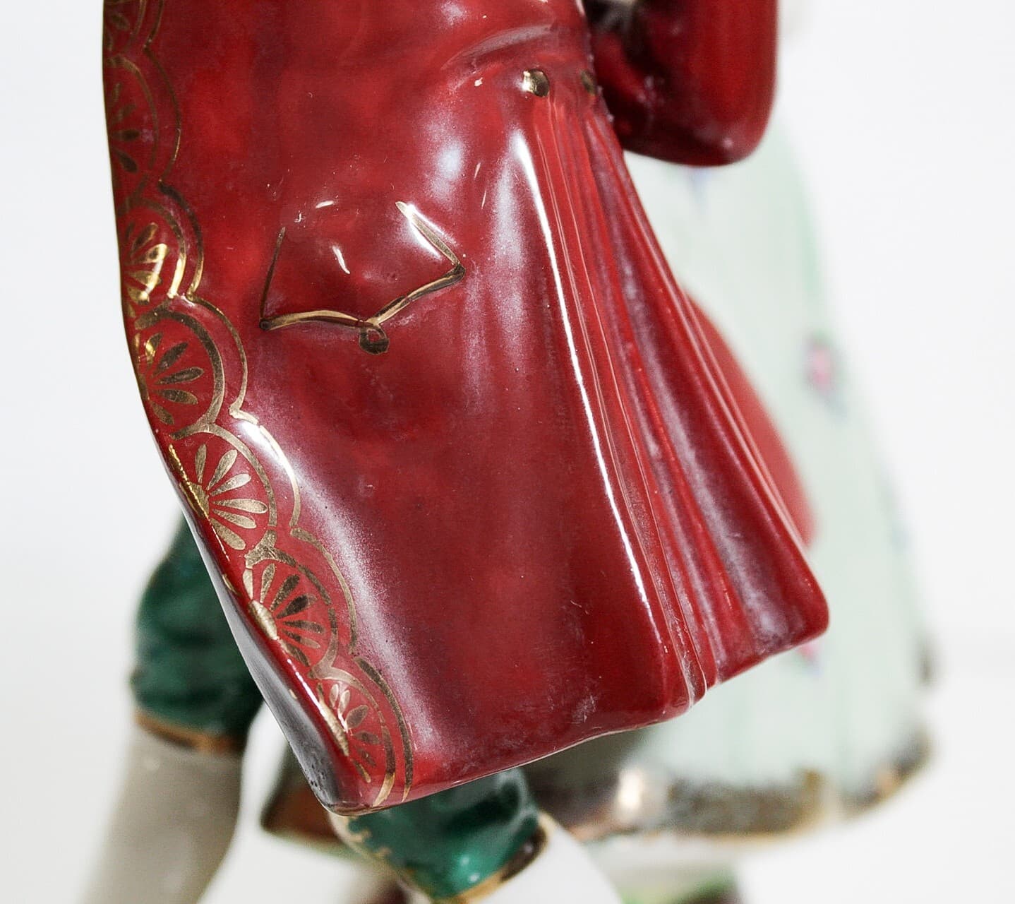 Antique Dresden Gemany Hand Painted Dancing Couple Lace Porcelain Figure - Thumbnail 8