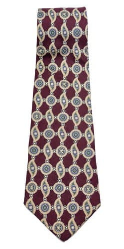TOMMY HILFIGER Vintage Silk Red Medallion Pattern Mens Necktie - Image 1