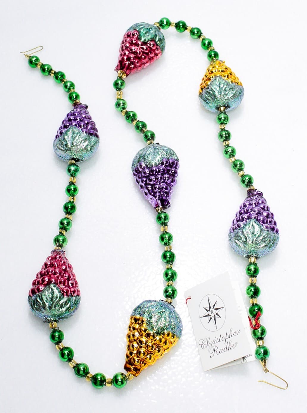 CHRISTOPHER RADKO "Frosty Harvest" Vineyard Grapes Glass Christmas Garland 36" - Thumbnail 8