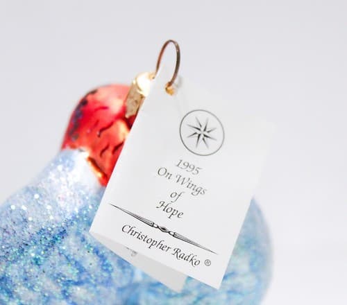 CHRISTOPHER RADKO 1995 "On Wings of Hope" Angel Blown Glass Christmas Ornament - Thumbnail 8