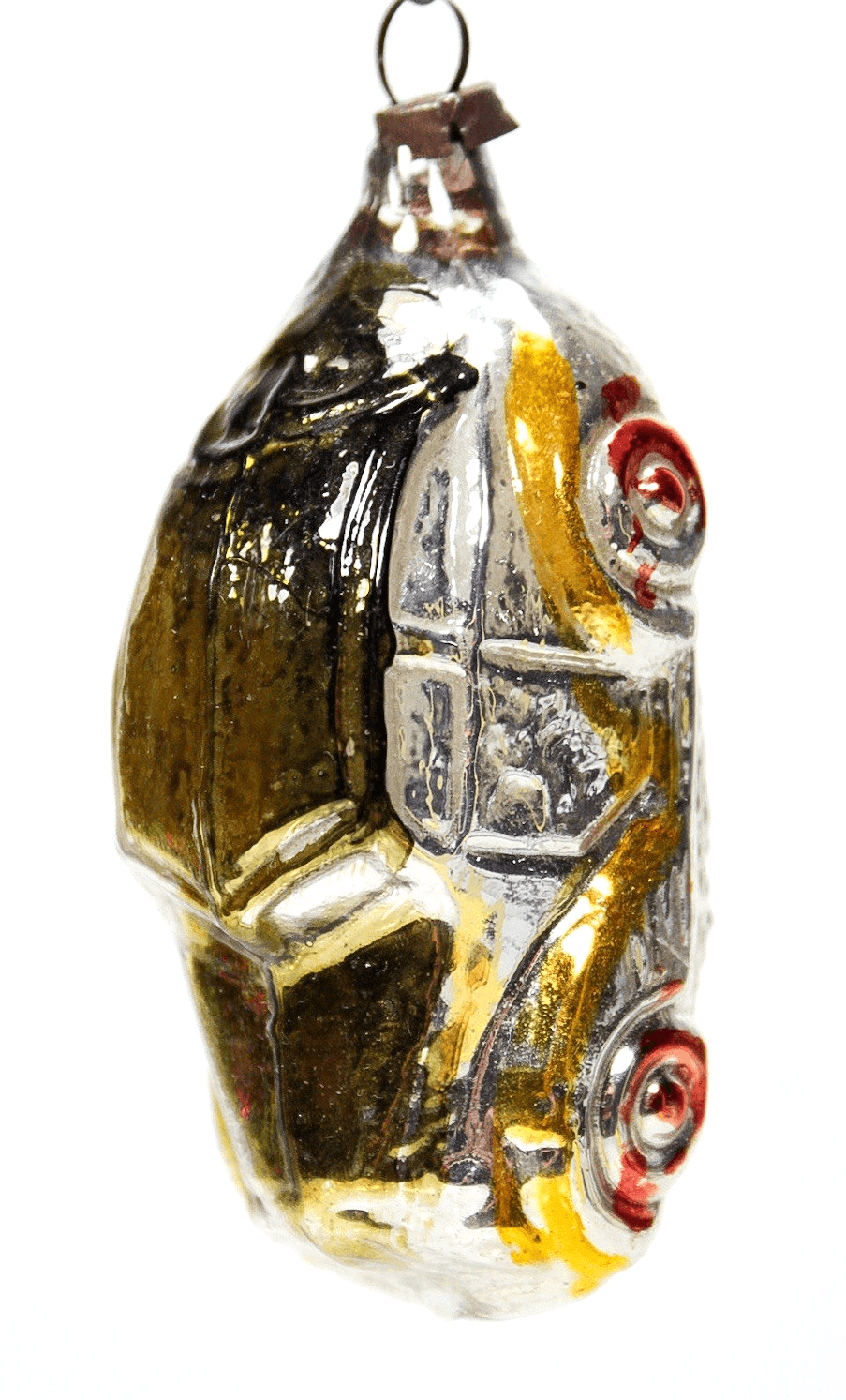 Vintage West Germany Gold Silver Car Automobile Glass Christmas Ornament - Image 1