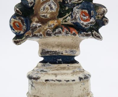 Hubley Antique Cast Iron Flower Bouquet Polychrome Petite Doorstop - Thumbnail 4