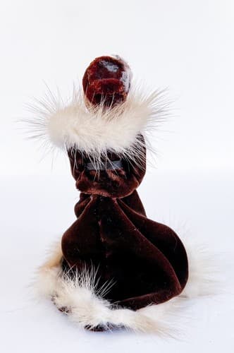 Vintage Royal Brown Velvet and Fur Outfit Miniature Porcelain Doll - Thumbnail 3
