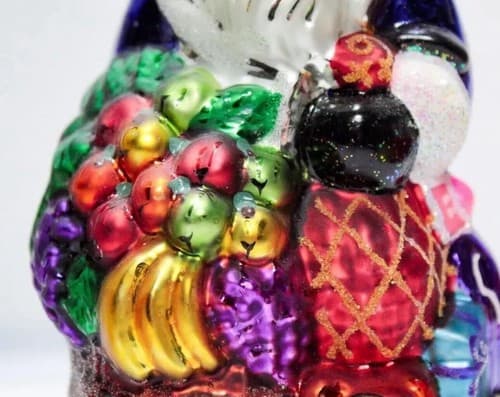 Vintage Christopher Radko Santa Delivers Fruit Basket Glass Christmas Ornament - Thumbnail 2