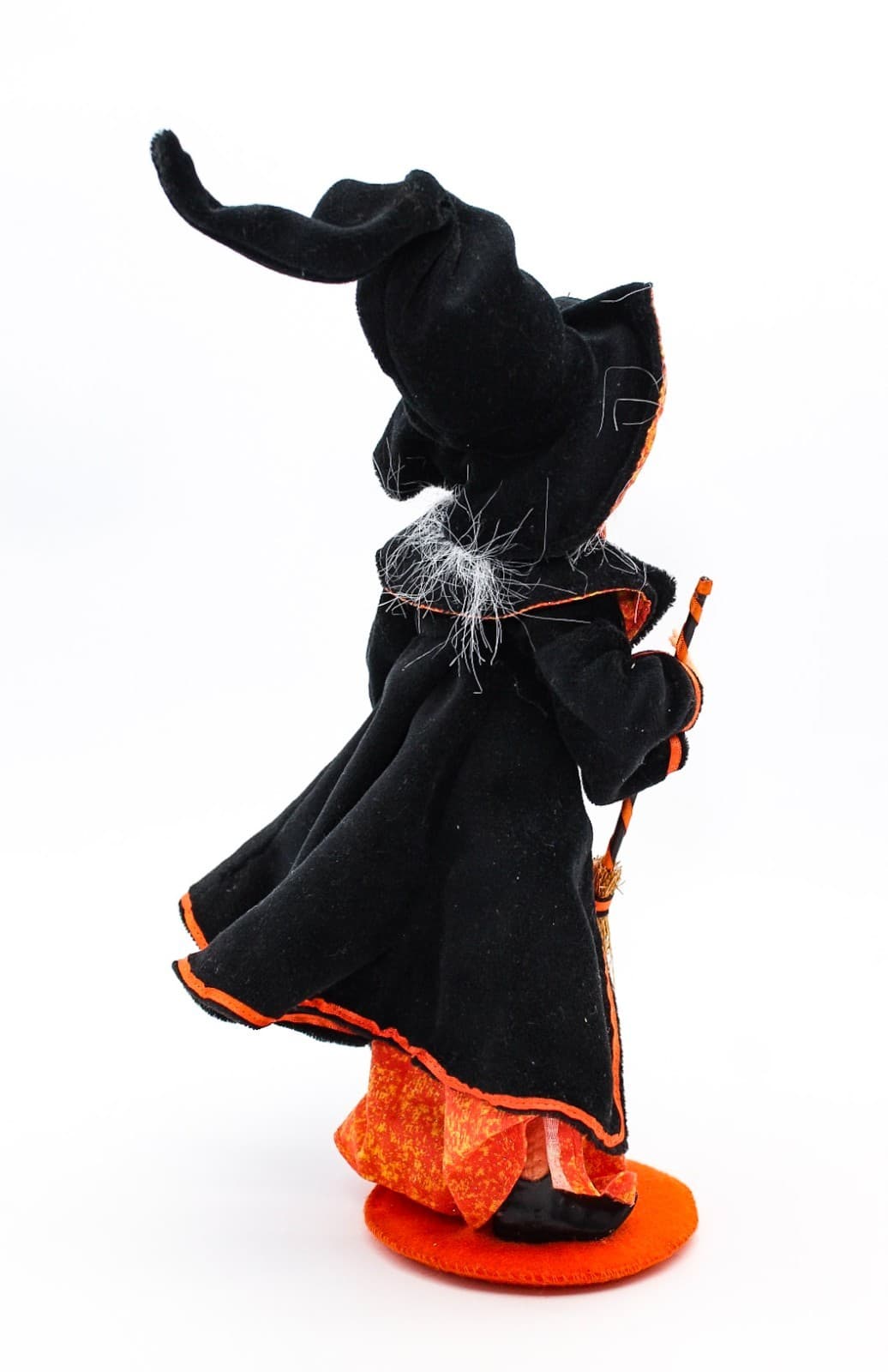 Annalee Mobilitee Moonlight Witch Orange With Broom Artisan Halloween Doll 11" - Thumbnail 3
