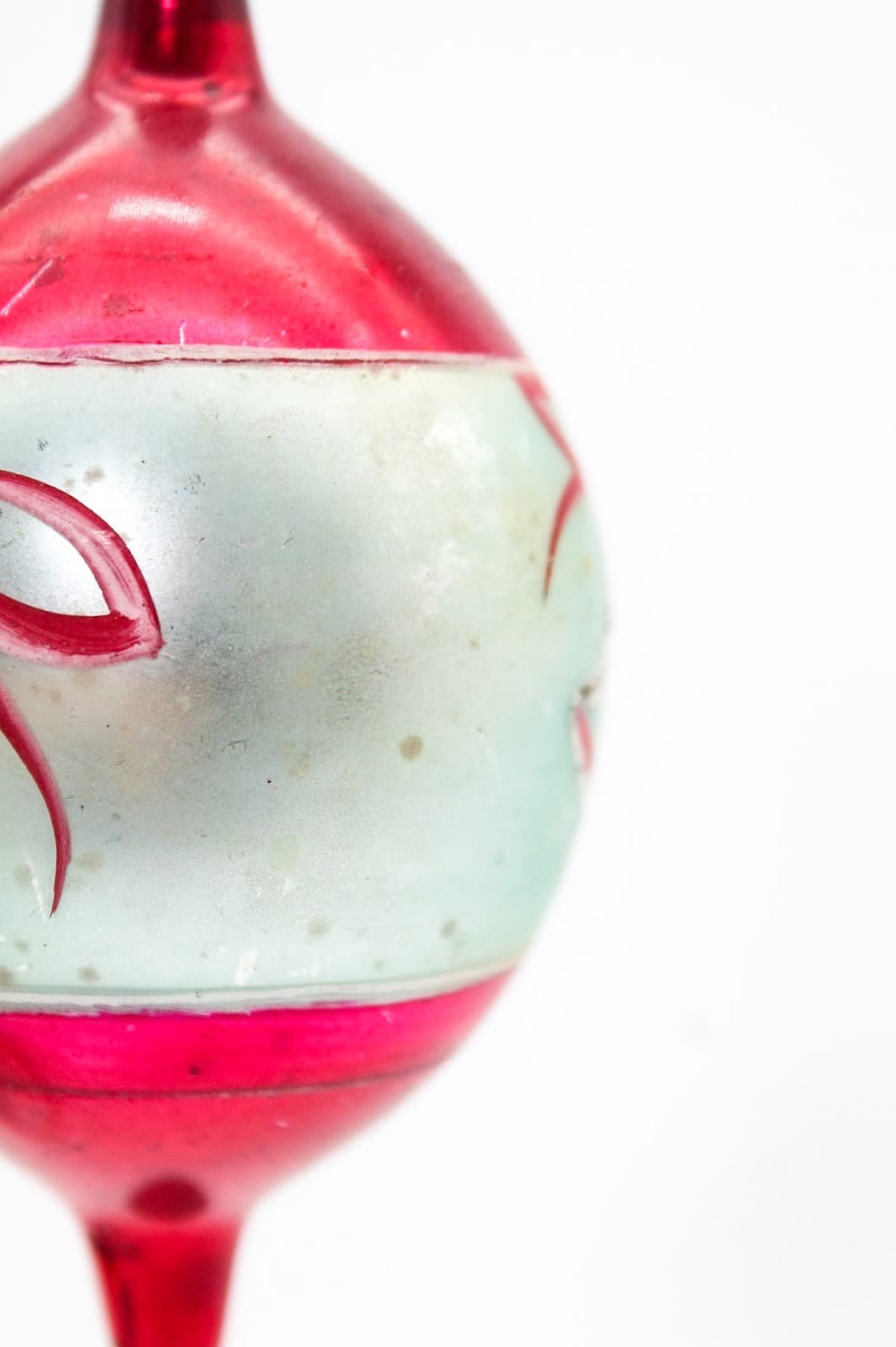 Poland Hand Painted Teardrop Silver Pink Mica Bell Glass Christmas Ornament Vtg - Thumbnail 10
