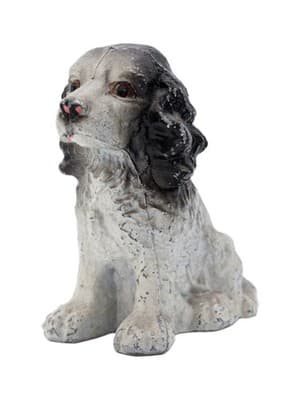 Antique Cast Metal Painted Sitting Cocker Spaniel Piggy Bank Figure - Image 1