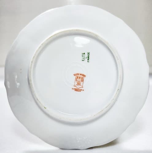 LIMOGES France Elite Works Floral Pattern Double Handle Porcelain Cup & Saucer - Thumbnail 7