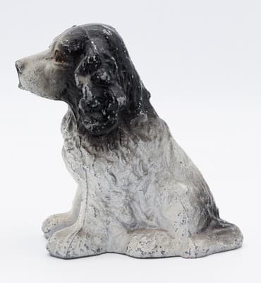 Antique Cast Metal Painted Sitting Cocker Spaniel Piggy Bank Figure - Thumbnail 2