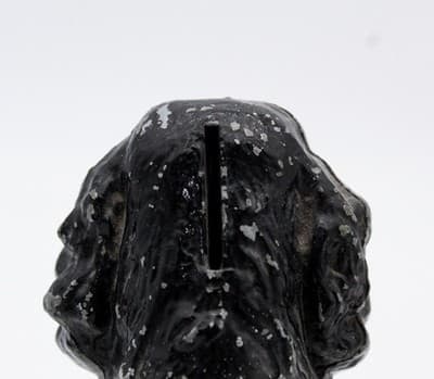 Antique Cast Metal Painted Sitting Cocker Spaniel Piggy Bank Figure - Thumbnail 6