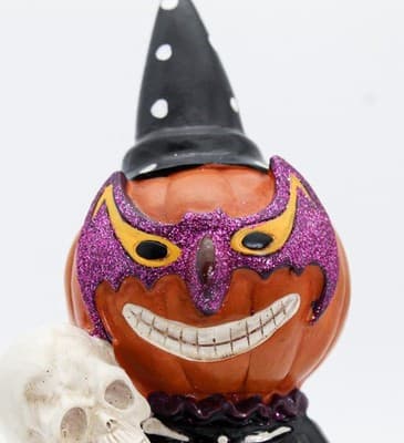 Vtg Pumpkin In Skeleton Costume Halloween Holiday Figure Decoration - Thumbnail 2