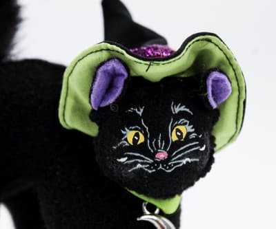 Vintage 2009 ANNALEE Mobilitee Sparkle Black Cat Artisan Halloween Doll - Thumbnail 2