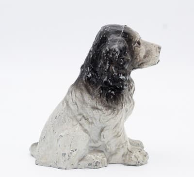 Antique Cast Metal Painted Sitting Cocker Spaniel Piggy Bank Figure - Thumbnail 4
