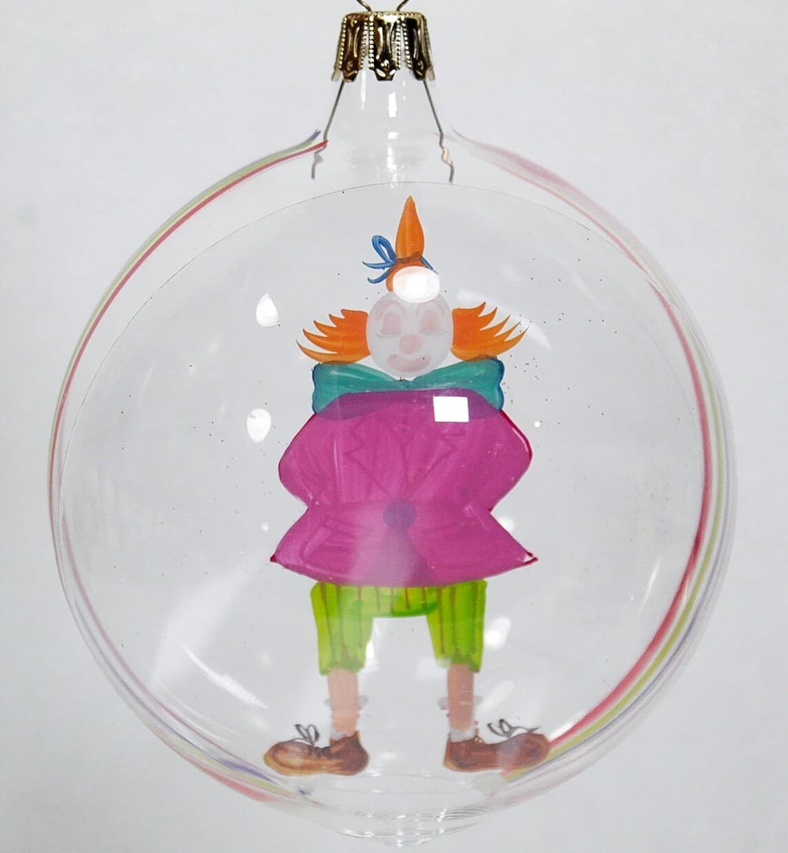 Vintage Hand Blown Glass Made In ITALY Hand Painted Clown Christmas Ornament - Thumbnail 2