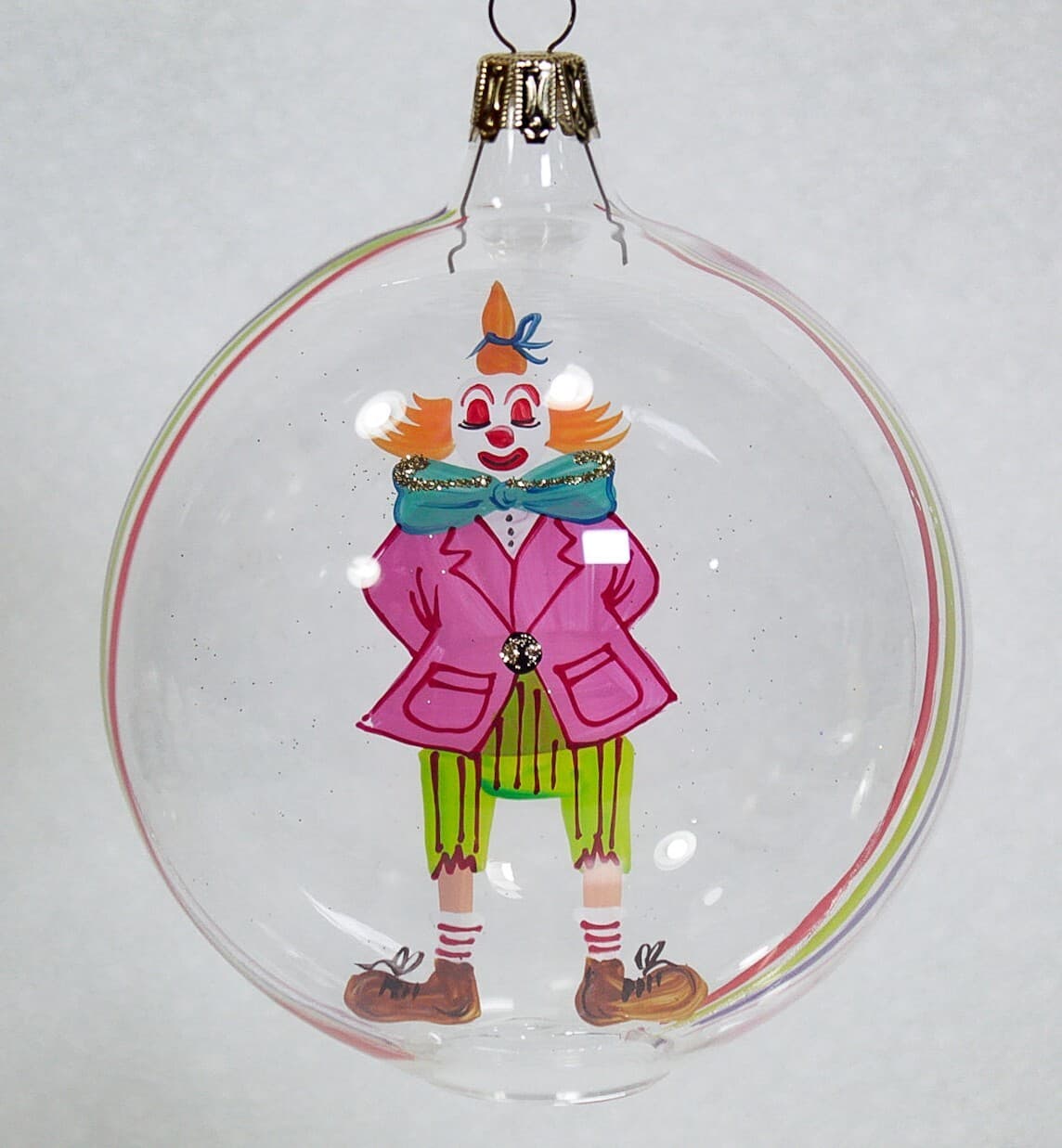 Vintage Hand Blown Glass Made In ITALY Hand Painted Clown Christmas Ornament - Thumbnail 6
