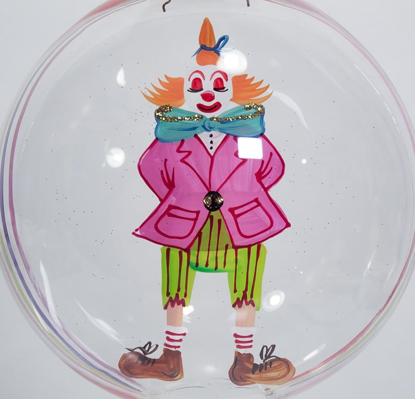 Vintage Hand Blown Glass Made In ITALY Hand Painted Clown Christmas Ornament - Thumbnail 4