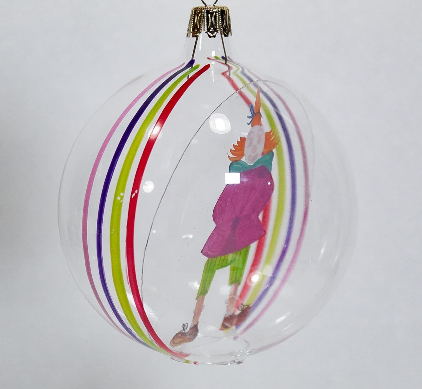 Vintage Hand Blown Glass Made In ITALY Hand Painted Clown Christmas Ornament - Thumbnail 3