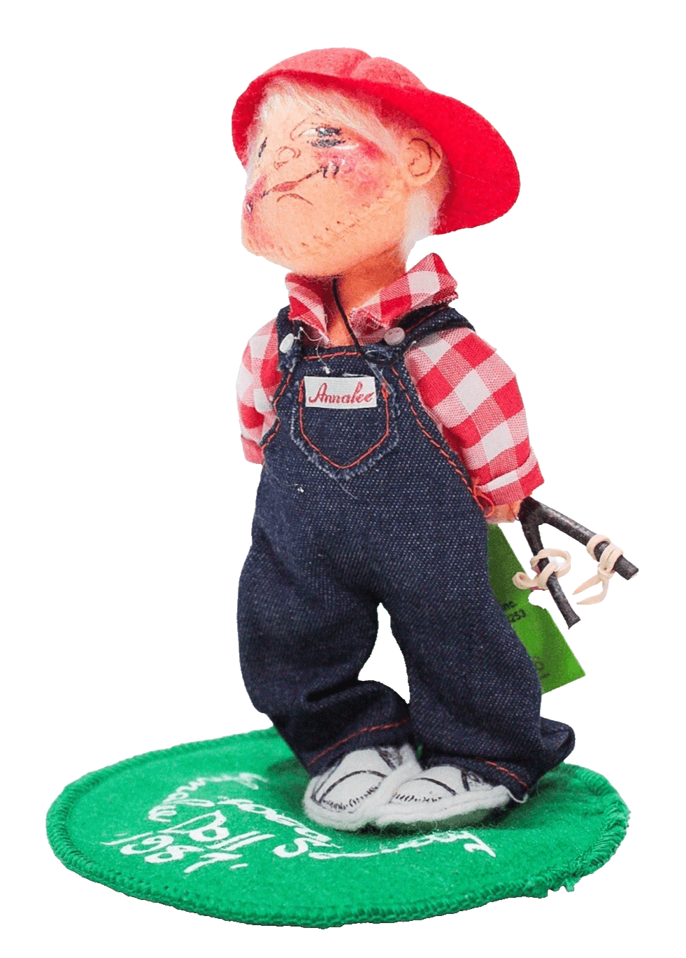 Vintage ANNALEE Mobilitee Logo Boy w/ Slingshot Doll Original Tag #9626 - Image 1