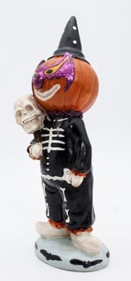 Vtg Pumpkin In Skeleton Costume Halloween Holiday Figure Decoration - Thumbnail 6