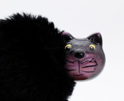 Vintage Ceramic Pumpkin w/ Black Cat Halloween Holiday Figure Decor - Thumbnail 6