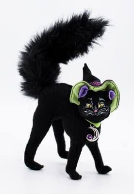 Vintage 2009 ANNALEE Mobilitee Sparkle Black Cat Artisan Halloween Doll - Thumbnail 7