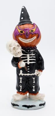 Vtg Pumpkin In Skeleton Costume Halloween Holiday Figure Decoration - Thumbnail 9