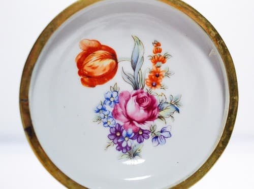 Vintage French Gold Gilt Cobalt Blue Porcelain Round Trinket Box - Thumbnail 9