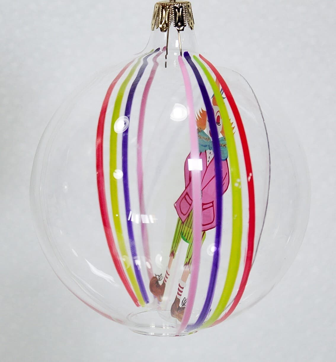 Vintage Hand Blown Glass Made In ITALY Hand Painted Clown Christmas Ornament - Thumbnail 5