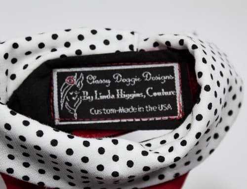 Designer LINDA HIGGINS Couture Classy Doggie Designs Red/White Small Dog Dress - Thumbnail 3