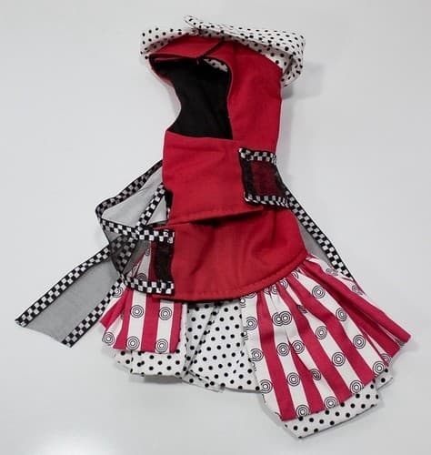 Designer LINDA HIGGINS Couture Classy Doggie Designs Red/White Small Dog Dress - Thumbnail 2