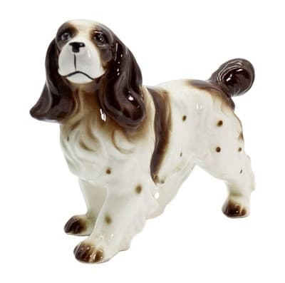Large Vintage Hand Painted Brown & White Cocker Spaniel Dog Porcelain Figure - Image 1