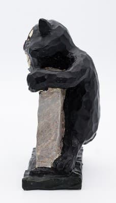 Resin "Trick Or Treat" Black Cat Holding Tombstone Halloween Holiday Figurine - Thumbnail 7