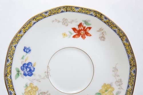 LIMOGES France T. Haviland Floral Motif Porcelain Boullion Cup & Saucer Antique - Thumbnail 5