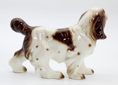Large Vintage Hand Painted Brown & White Cocker Spaniel Dog Porcelain Figure - Thumbnail 3