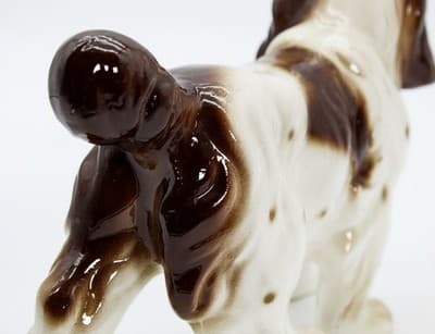 Large Vintage Hand Painted Brown & White Cocker Spaniel Dog Porcelain Figure - Thumbnail 4