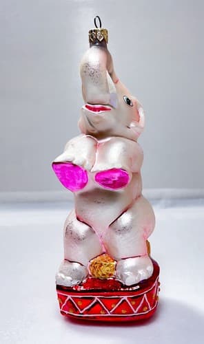 CHRISTOPHER RADKO Pearly Circus Pink Elephant Glass Christmas Ornament - Thumbnail 2