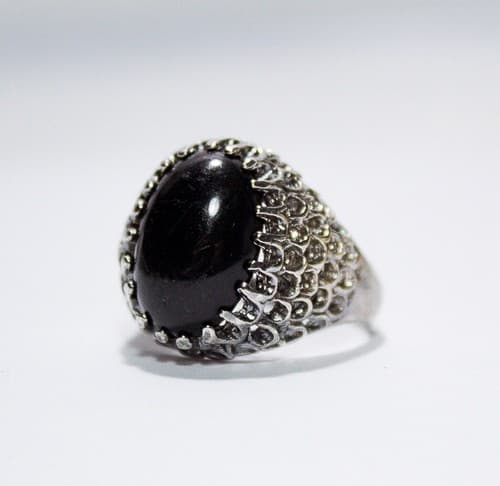 Sterling Silver 925 Black Onyx Mesh Design Dome Cocktail Ring Size 8 - Thumbnail 5