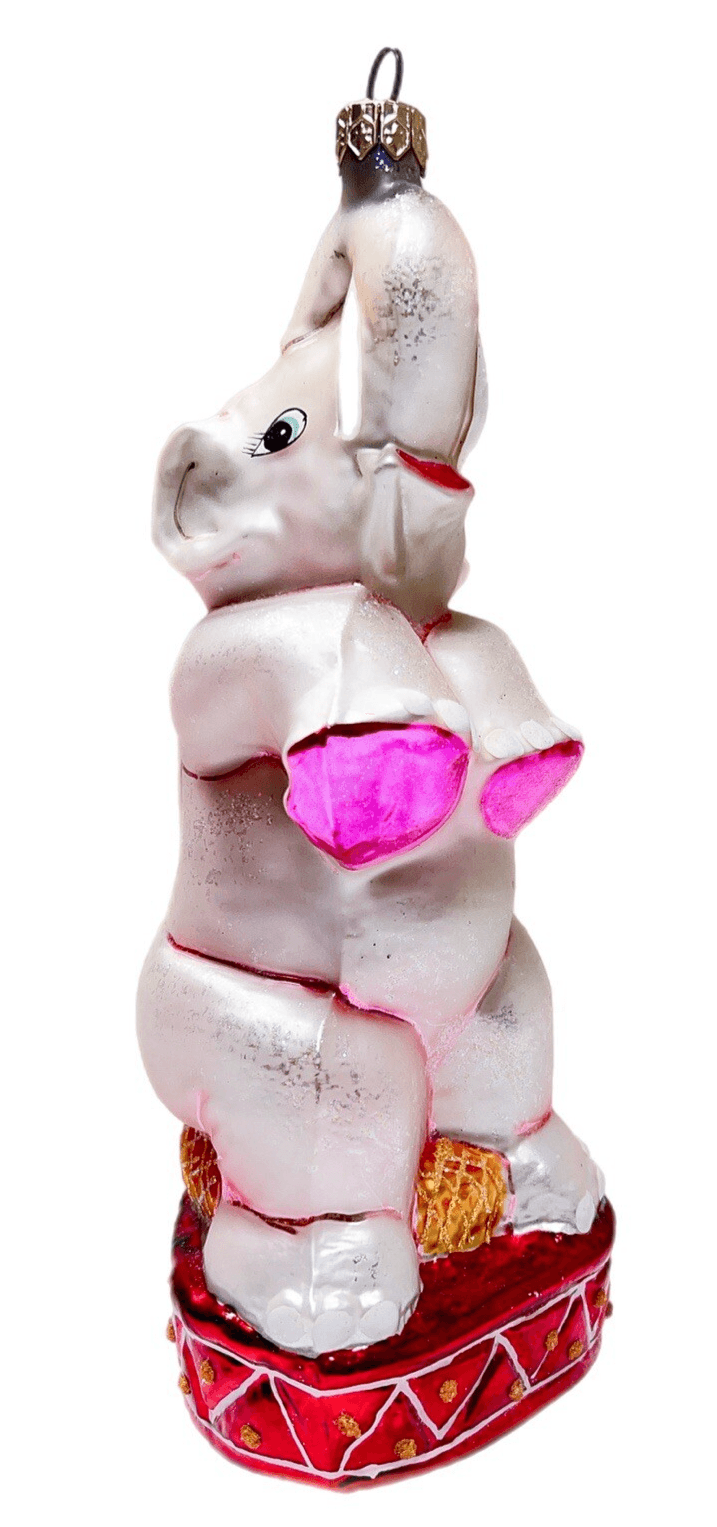 CHRISTOPHER RADKO Pearly Circus Pink Elephant Glass Christmas Ornament - Image 1