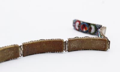 Vintage Micro Mosaic Italy Multicolor Floral Millefiori Handmade Panel Bracelet - Thumbnail 5