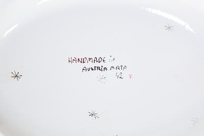 Vintage Hand Painted Enamel ARTA Austria Small Oval Dish Trinket Dish - Thumbnail 3