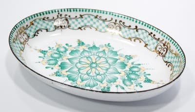 Vintage Hand Painted Enamel ARTA Austria Small Oval Dish Trinket Dish - Thumbnail 4